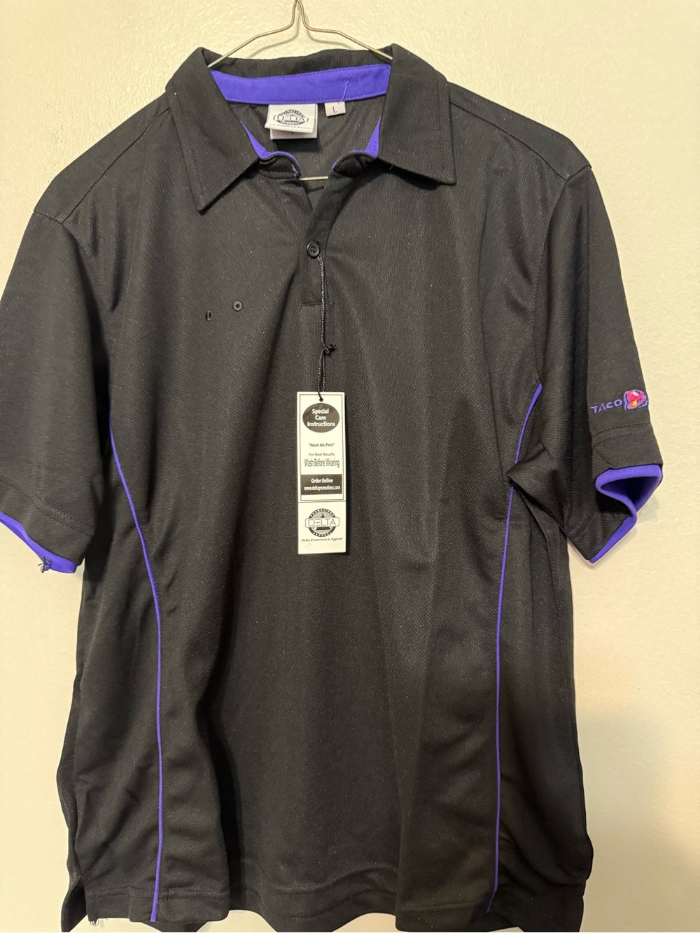 Delta Black Polo with Purple Accents